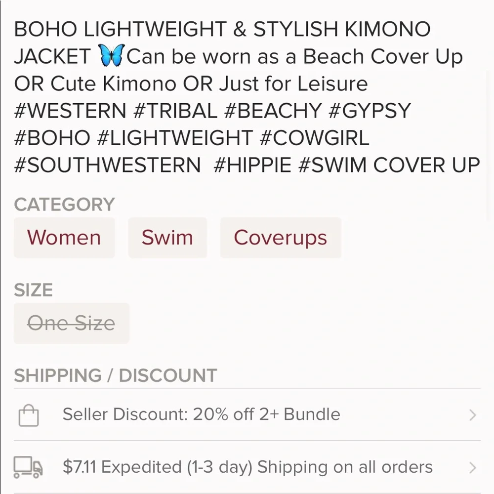 KIMONO 1X OVERSIZED SWIM COVER LIGHTWEIGHT JACKET  PINK TURQ FIT S~1X  HOST PICK - Picture 6 of 7